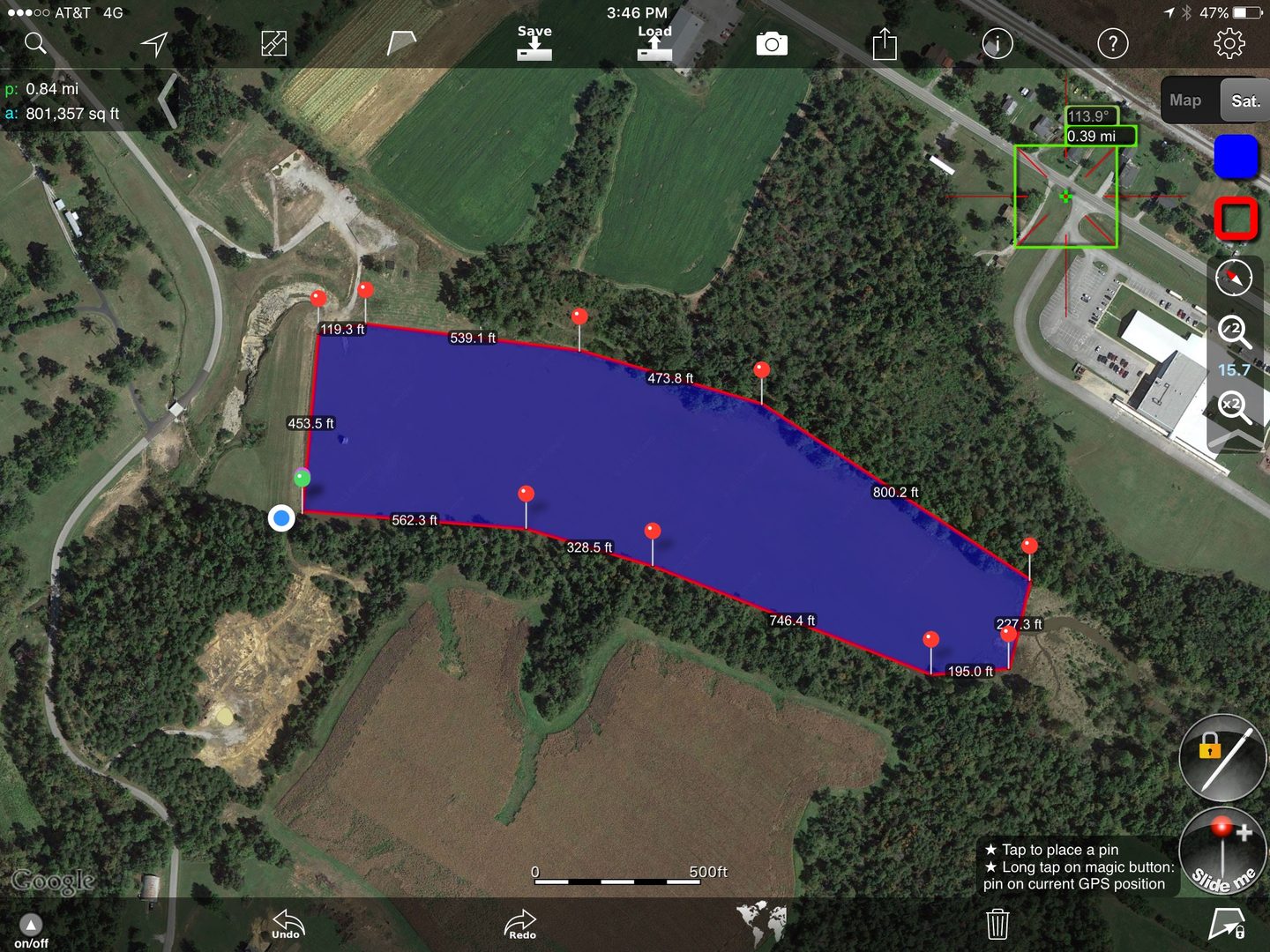 Satellite view of the Tuckaway Lake property